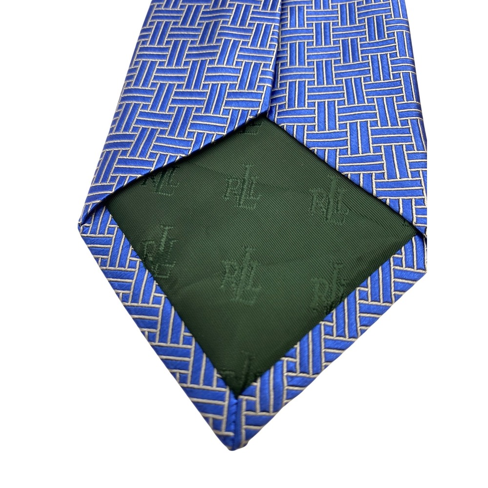 Ralph Lauren Mens Tie‎ Blue Geometric Pattern 100% Silk Necktie NWOT - Picture 3 of 5